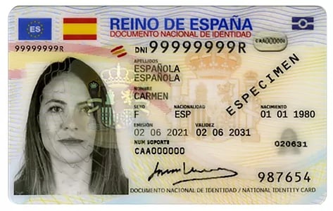 Spanish national identity document (DNI), front