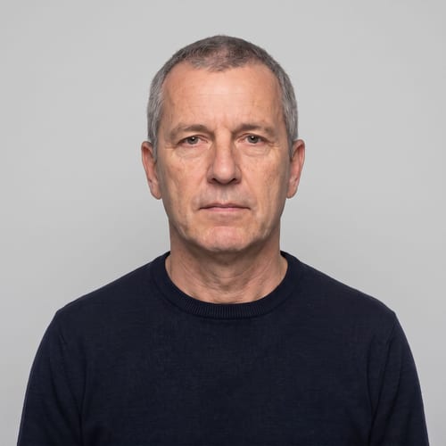 Identity photo against a light grey background